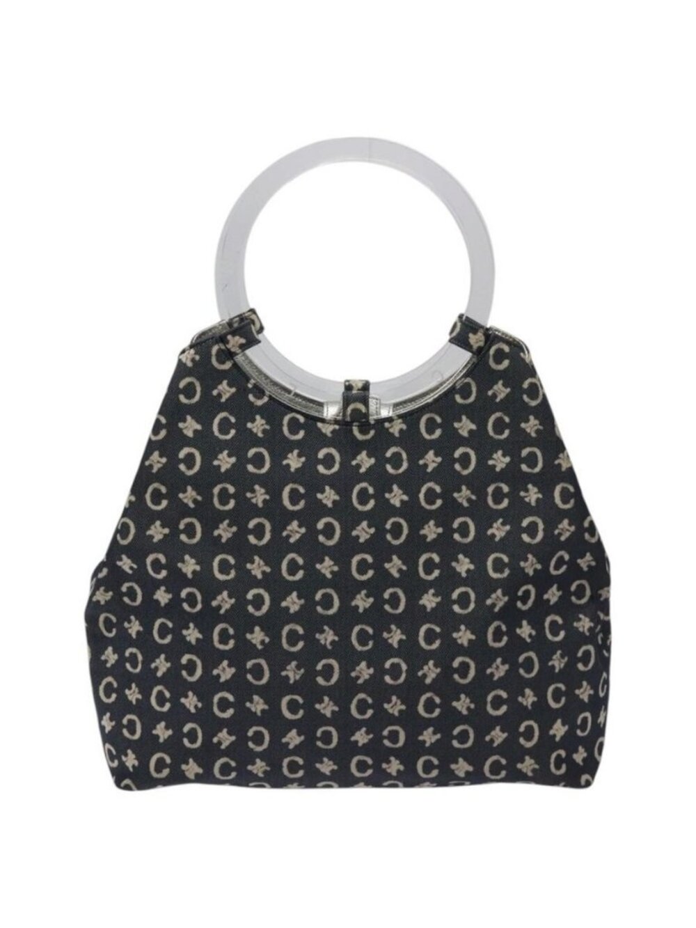 Authentic CELINE C Sulky Circle Shoulder Bag Canvas Navy Clear - Picture 5 of 16